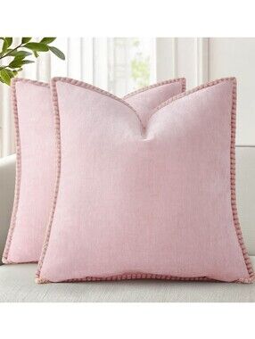 DecorUHome NWT 2pk 24" Chenille Square Throw Pillow Covers In Blush Pink